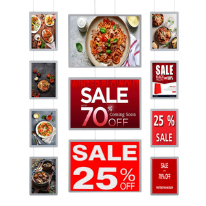 Tùy chỉnh 3 x A3 + 6 x A4 cửa sổ hiển thị Double Sided LED hộp đèn với cáp treo hệ thống hiển thị hộp Đèn - Product Image 2