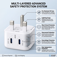 Adaptor Charger 40W PD Fast Charger Tipe C Dual Port Adaptor Daya Dinding Portabel Pengisi Daya Ponsel untuk iPhone Grosir Kustom