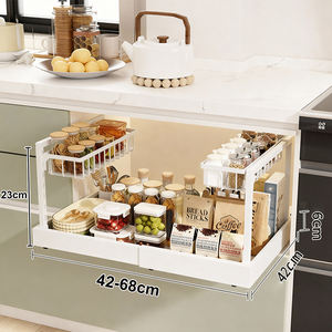 Organisateur de placard coulissant extensible, panier de rangement coulissant pour cuisine et salle de bain, organisateur sous évier à 2 niveaux - Product Image 5