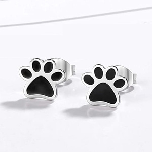 Orecchini a Perno a Forma di Zampa di Gatto Nera Stile Hong Kong, Design Vintage Minimalista, Gioielli Eleganti da Donna, Regalo per Uso Quotidiano - Product Image 2
