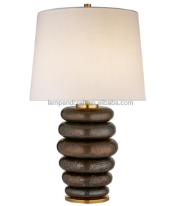 Lampe de table en verre transparent avec port USB et prise de courant, abat-jour en lin et base noire pour chambre d'hôtes, chambre à coucher, salon - Product Image 6