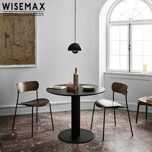 WISEMAX-Silla de comedor con marco de metal, asiento de madera contrachapada, precio barato, nórdico, para restaurante - Product Image 3