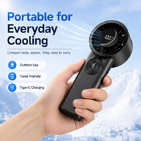 Ventilateur portable turbo, mini ventilateur de refroidissement à main avec un flux d'air puissant, moteur haute vitesse, batterie rechargeable