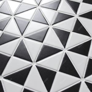 Carreaux de mosaïque en céramique triangulaire noir et blanc à motif de <span class=keywords><strong>moulin</strong></span> à vent brillant émaillé de 2 "pour le design d'intérieur du mur de dosseret - Product Image 3
