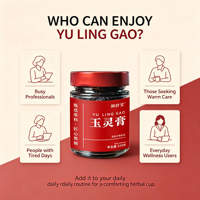 Pâte de Yu Ling à la vapeur ancienne, pâte aux herbes à cuisson lente de 40 heures pour les employés de bureau occupés, soulage la fatigue, éclaircit le teint de la peau