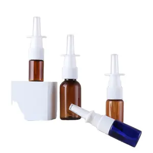 18mm ambre clair 20ml 10ml pompe nasale pharmaceutique lavage par pulvérisation bouteille en plastique PET avec bouchon sans poussière bouteille à clip de sécurité