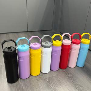 Nouvelle bouteille d'eau isotherme de sport et de voyage de 16 oz et 24 oz, bouteille d'eau en acier inoxydable avec couvercle à paille rabattable - Product Image 2