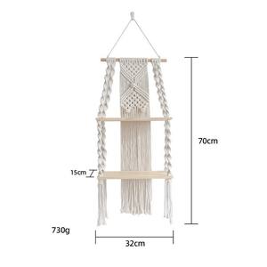 Estante de Pared <span class=keywords><strong>Colgante</strong></span> de Macramé de Dos Capas Hecho a Mano y Ecológico con <span class=keywords><strong>Cuerda</strong></span> de Algodón - Product Image 6