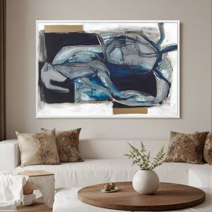 Pintura al Óleo Abstracta Moderna en Azul y Negro, Pintada a Mano, sin Marco, Arte en Lienzo para Decoración de Cocina y Comedor - Product Image 6