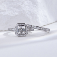 Messi Schmuck Maßgefertigter MSR-2255 9K Gold Modischer Stapelbarer Ring 1,5ct D VS1 Asscher-Schliff Labor-Gezüchteter Diamantring
