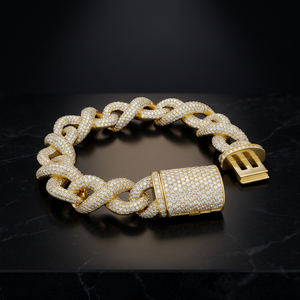 Trendy Lab Grown Diamond 12mm Cuban Chain for Certified 14K Gold Plated <b>Silver</b> Hip Hop Wedding <b>Bracelet</b> 8inch Unisex - Product Image 3