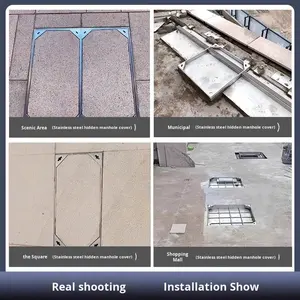 Invisible carré 304 couvercle de trou d'homme en acier inoxydable décoratif 201 sable coulé égout pavage produit de Fabrication de tôle - Product Image 2