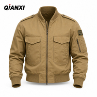 Blouson Bomber Homme Kaki Tactique Cargo Personnalisable avec Broderies et Écussons – Veste Coupe-Vent Vintage Streetwear – Vente en Gros