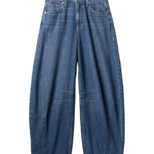 Pantalones vaqueros de mezclilla para mujer, de tiro medio, pierna ancha, estilo cargo, transpirables, con estampado liso, holgados, acampanados, estilo casual, con logo en la cintura - Product Image 5