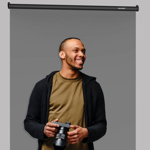RAUBAY Retractable Pull Down Gray Screen-Polyester Wrinkle Resistant Anti-Glare 59.8" X 86.6" Collapsible Wall-Mount Background - Product Image 6