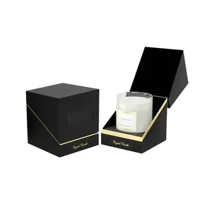 Caja de Regalo de Papel Kraft Reciclado Ecológico de Lujo, Juego de Frascos Redondos Negros Personalizados para Velas, Personalizable Según se Solicite - Product Image 4