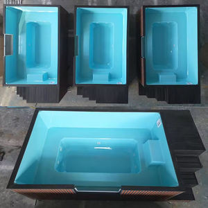 בריכת שחייה יוקרתית עילית, חיצונית, לגינה משפחתית, עם חלון זכוכית, פיברגלס, WPC, בריכת ספא קטנה - Product Image 2