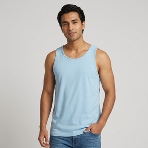 Camiseta sin Mangas Personalizada con Logotipo Barata para Hombre, Suave y Elástica, Cómoda de Usar, Camiseta Deportiva para Hombre, 95% Algodón, 5% Elastano, Ropa para Hombre - Product Image 1
