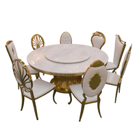 Großhandel Moderner Goldener Edelstahl-Marmortisch, Langlebiger Hochzeits- und Bankett-Tisch für Hotel, Esszimmer und Wohnräume
