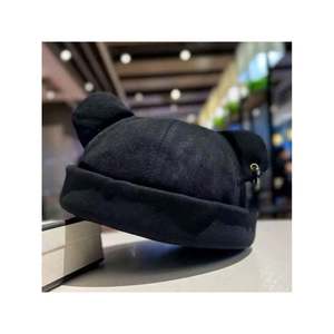 Cappello a Secchiello da Donna Nero in Poliestere Felpato Leggero e Caldo per Autunno Inverno, Stile Streetwear con Design di Orecchie di Animali - Product Image 6