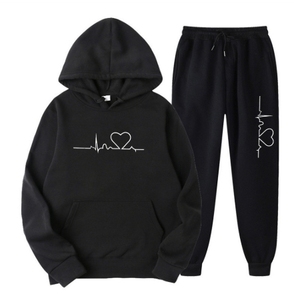 Completo da <span class=keywords><strong>uomo</strong></span> in pile con cappuccio Autunno Inverno 2026, Tuta sportiva trendy con motivo a cuore, <span class=keywords><strong>Abbigliamento</strong></span> casual da <span class=keywords><strong>uomo</strong></span> taglie forti - Product Image 5