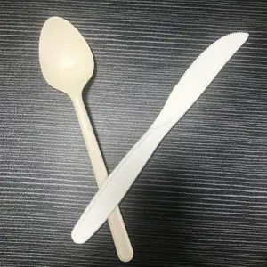 Cornstarch compostable cutlery custom disposable spoons with cake knife biodegradable
