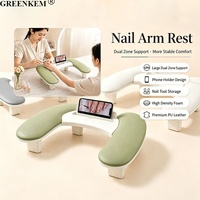 Repose-main double en forme de U pour manucure avec support de téléphone et boîte de rangement, portable, détachable et confortable