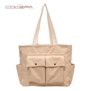 Colefa en Existencia, Nuevo Producto, Precio Económico, Bolsos de Hombro Verde Oscuro, Bolso Tote para Mujer, Bolso Tote de Terciopelo a Rayas para Gimnasio con Logotipo - Product Image 5