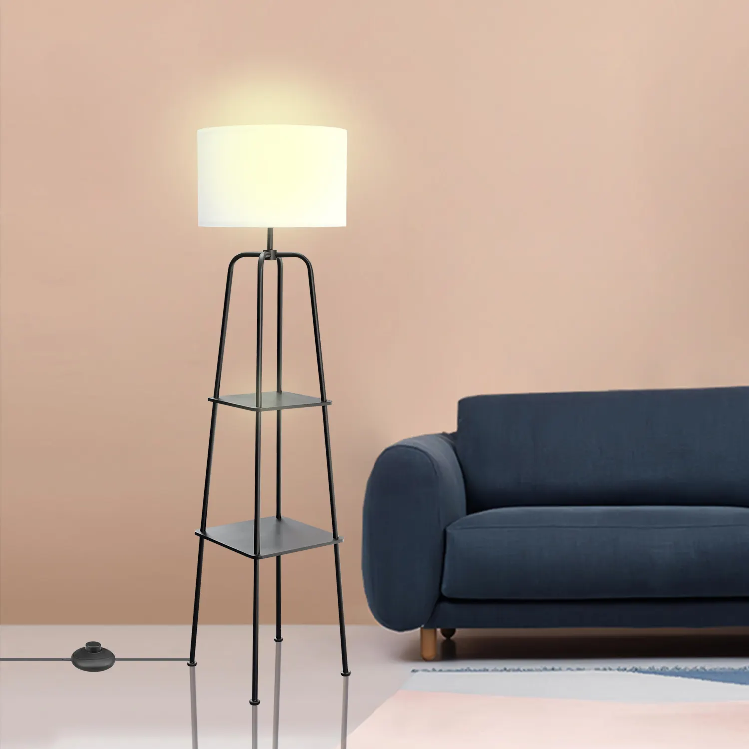 Tripod Decorative Corner Designer Nordic Bright Lighting Floor Lamp Professional High Quality Custom Wooden LED Color Box White