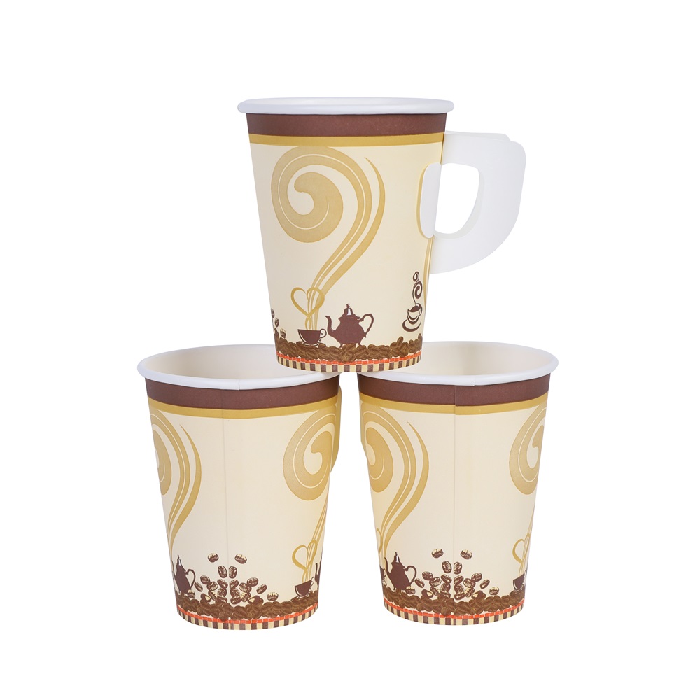 Customized Color Size Designs High Quality Disposable Packaging Hot Coffee Paper Cup With Handle