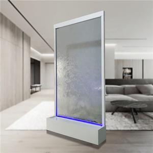 Cloison <span class=keywords><strong>de</strong></span> séparation <span class=keywords><strong>de</strong></span> <span class=keywords><strong>pièce</strong></span> en verre mobile <span class=keywords><strong>de</strong></span> style <span class=keywords><strong>industriel</strong></span> vintage côtier avec cascade intérieure et éclairage LED pour mariage, fête, décoration <span class=keywords><strong>de</strong></span> maison commerciale - Product Image 4
