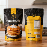 Sachet Doypack Personnalisé Imprimé Numérique Anti-humidité pour Poudre Protéinée et Mélange à Crêpes, Faible MOQ, Qualité Alimentaire, Finition Mate, Fermeture Zip Refermable