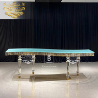 Mesas de Comedor Modernas para Bodas, con Cubierta de Vidrio Espejo, Patas de Acrílico, Ovaladas, para Banquetes, Eventos, Hoteles y Exteriores