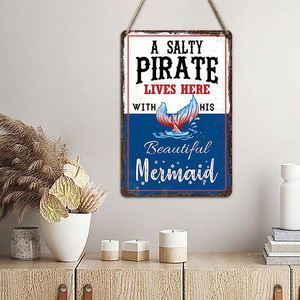 Targhe in Legno Ispirazionali con Pirati e Sirene in Stile Cartone Animato e Decorazioni da Parete in Stile Oceano per Laurea e Halloween - Product Image 3