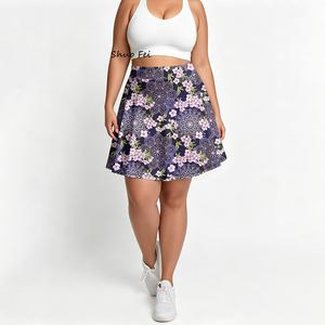 Women Mandala Cherry Blossom Skort <strong>Navy</strong> Floral Graphic Athletic Tennis <strong>Skirt</strong> with Phone Pocket High Waisted Gym Wear - Product Image 2
