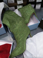 Chaussures à talons hauts et à bout pointu pour femmes, bottes à talons hauts et bling-bling avec strass, vente en gros, grande taille