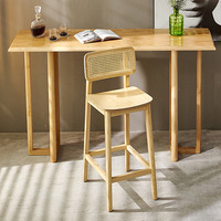 Table de bar scandinave moderne et minimaliste en bois massif et rotin Hôtels B & Bs Restaurants Cafés Sabi Wabi High Bartable Pub Tables hautes
