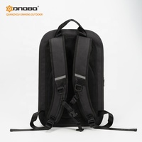 Sac à dos pour ordinateur portable DNDBO noir minimaliste avec fermeture éclair contrastante orange, imperméable, pour les voyages quotidiens en ville, les affaires, l'école, logo personnalisé