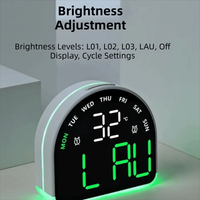 Réveil numérique multifonctionnel avec lumière ambiante, affichage de la température, luminosité à 3 niveaux, projection à intensité variable automatique, alimentation USB