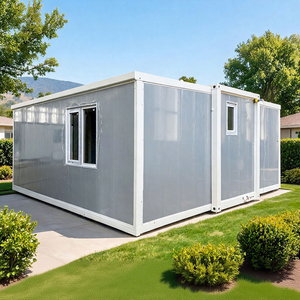Conteneur préfabriqué extensible 20 pieds avec rail inférieur 80x80x5mm, 2 chambres, 1 salle de bain, maison mobile pliable moderne empilable, type bungalow - Product Image 1