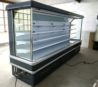 Réfrigérateur ouvert multi-étagères commercial pour supermarché, pour boissons, avec design à coins arrondis et unité de condensation refroidie par air