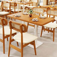 Vente directe d'usine, mobilier de restaurant, chaise en rotin en bois massif, fast-food, café, hôtel, ensembles de tables et chaises de salle à manger