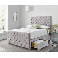 Lit rembourré en velours pelucheux 4 pieds 6 pouces double 5 pieds king size avec tiroirs