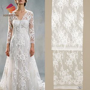 Tissu de dentelle française brodée 3D à cordon, motif floral, Chantili Alençon, pour mariage, blanc ivoire, tissu de dentelle de luxe pour mariée - Product Image 1