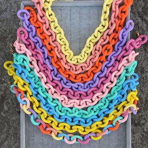 Collar grueso 2024, collar de moda Hip Hop colorido al por mayor, gargantilla de cadena acrílica grande de plástico mate de Color caramelo para mujer - Product Image 2