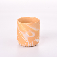 Vase à bougie en céramique marbrée orange, finition mate, porte-bougie parfumé populaire