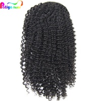 Produit personnalisé : Tresses queue de cheval détachables à cordon, en cheveux humains 100% naturels, vierges cambodgiens, bouclés crépus, pré-collés, pour femmes