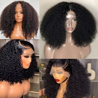 Perruque Courte Bouclée Bob 180% avec Lace Frontale HD 13x4 Cheveux Humains Brésiliens Remy Pré-Épilés Onde Profonde, Perruque sans Colle à Closure 5x5 pour Femmes