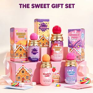 Coffret cadeau Candy House Eau de Parfum, flacon rose et violet, collection de parfums pour femmes, style dessert sucré - Product Image 1