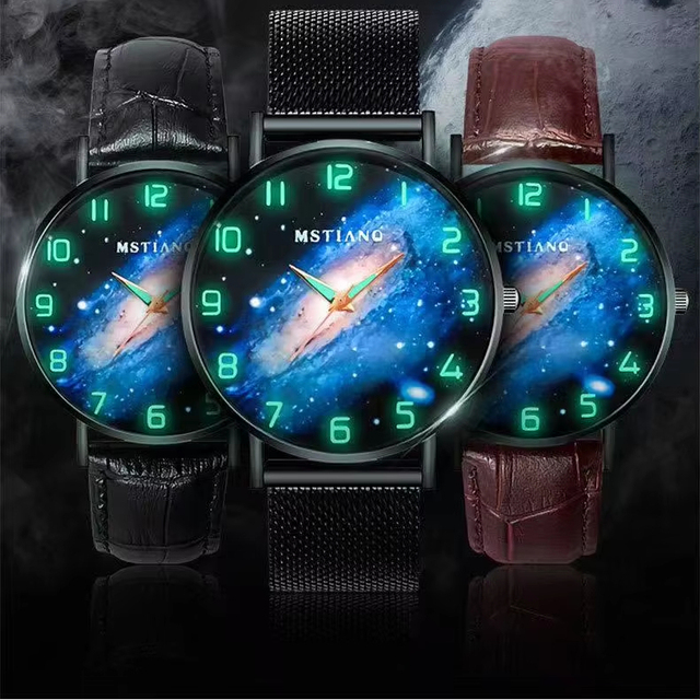 Ultra Thin Men's Stainless Steel Watch, Waterproof Luminous Business Watch, Casual and Fashionable Simulated Starry Sky Watches